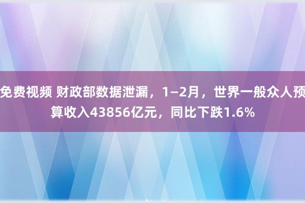 免费视频 财政部数据泄漏，1—2月，世界一般众人预算收入43856亿元，同比下跌1.6%
